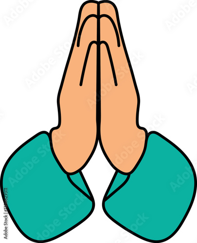 praying hands illustration, islamic prayer gesture, religious worship symbol