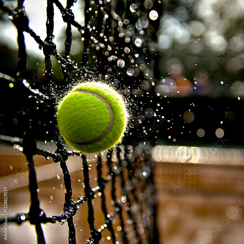 tennis ball on the net