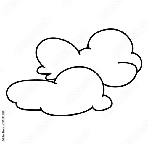 Cute cartoon hand drawn vector clouds weather sky night scene coloring page.