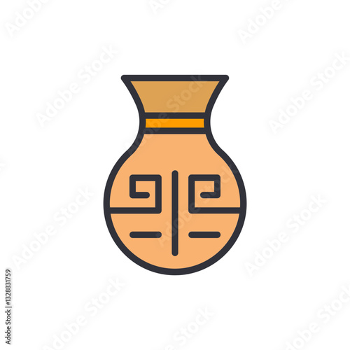 Ancient jar colored icons, minimalist vector illustration ,simple transparent graphic element .Isolated on white background