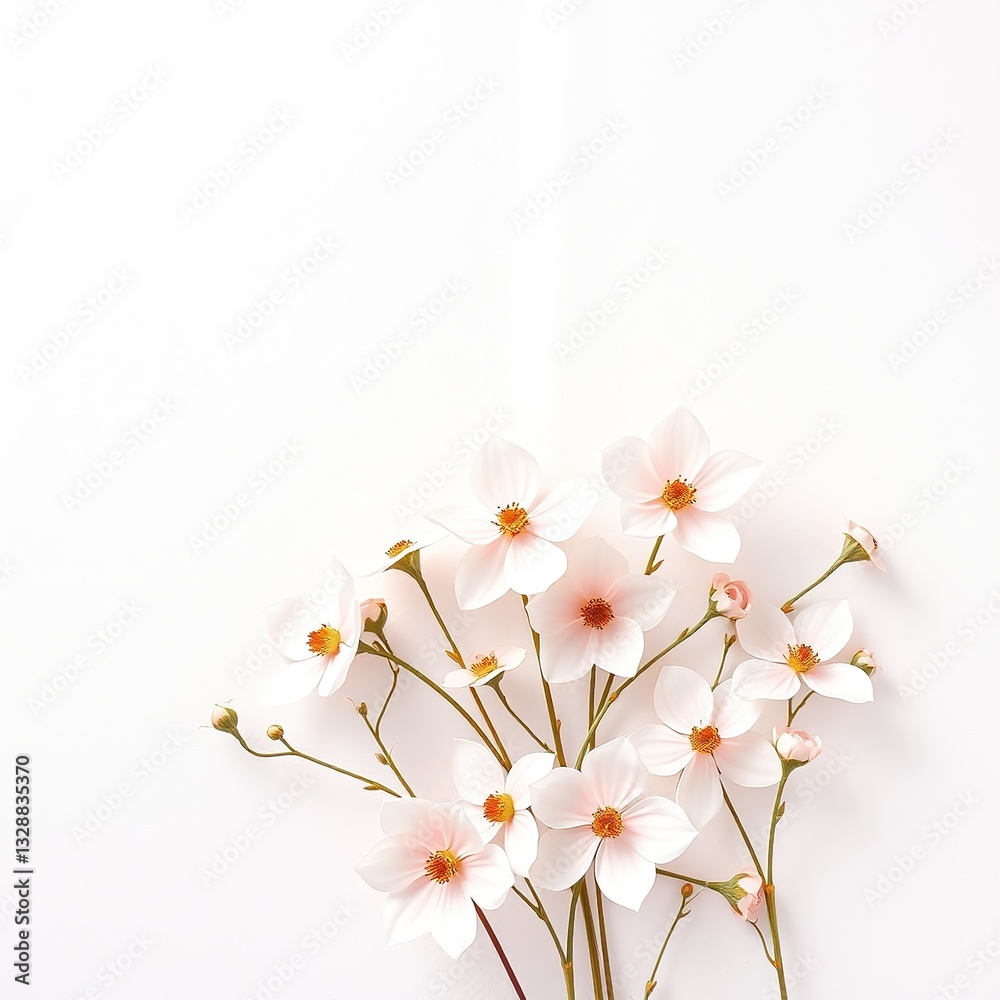 Fototapeta premium Delicate Pastel Floral Design on Textured Surface