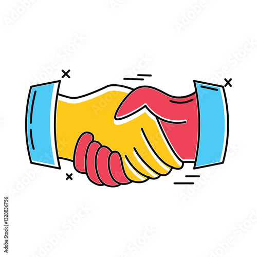 This illustration of a handshake symbolizes forgiveness, unity, and peace, which are core values during Eid al-Fitr.