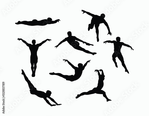 Strong Male Gymnast Silhouette Vector Template