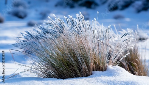 blue gramma grass bouteloua gracilis in snow