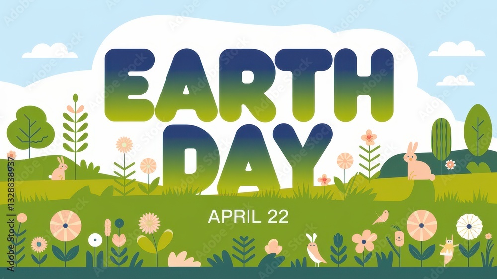 Fototapeta premium Earth Day celebration, April 22, eco-friendly activities, nature awareness, environmental protection, sustainability, spring blossoms, community involvement, outdoor events.