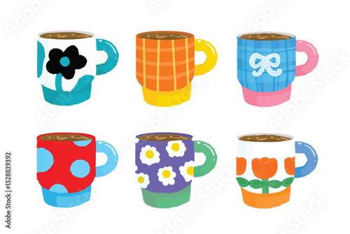Vector Illustration of Colorful Coffee Mugs