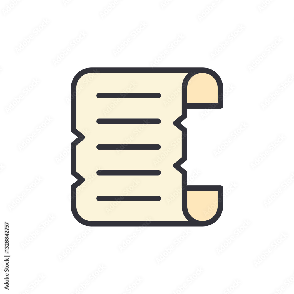 Fototapeta premium Ancient scrolls colored icons, minimalist vector illustration ,simple transparent graphic element .Isolated on white background