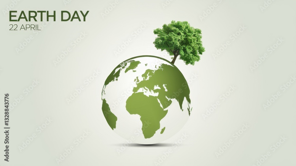 Earth Day celebration, environmental awareness, sustainability, green planet, tree on globe, nature conservation, eco-friendly initiatives, April 22 holiday. Earth Day celebration, environmental awareness, sustainability, green planet, tree on globe, nature conservation, eco-friendly initiatives, April 22 holiday.