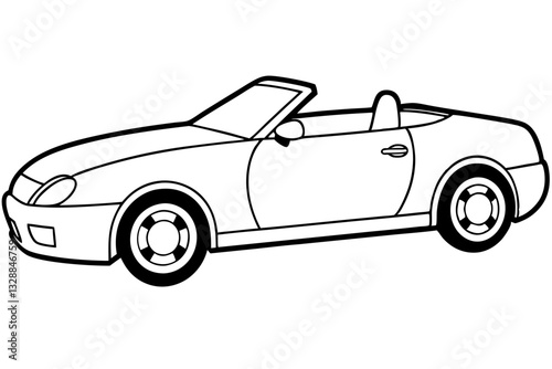 convertible car line art silhouette vector illustration