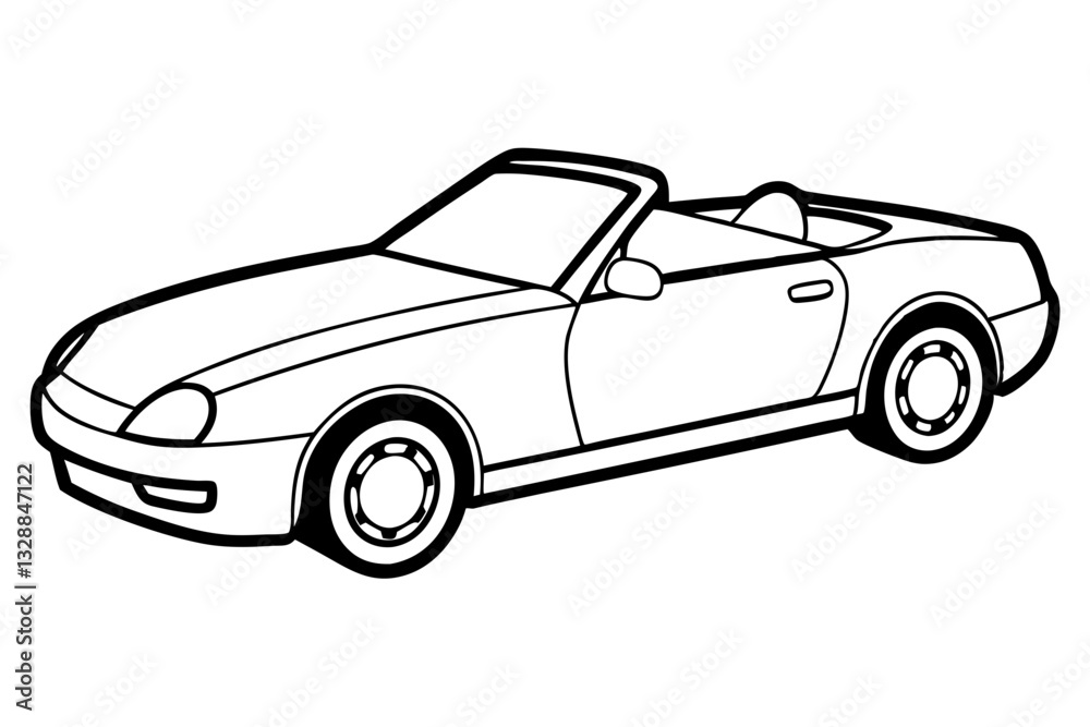 Fototapeta premium convertible car line art silhouette vector illustration