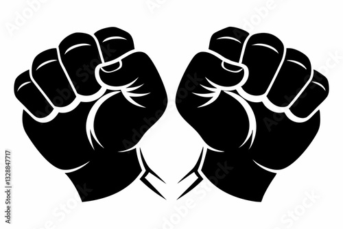 fists line art silhouette vector illustration