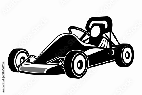 go kart line art silhouette vector illustration