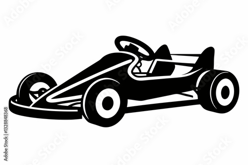 go kart line art silhouette vector illustration