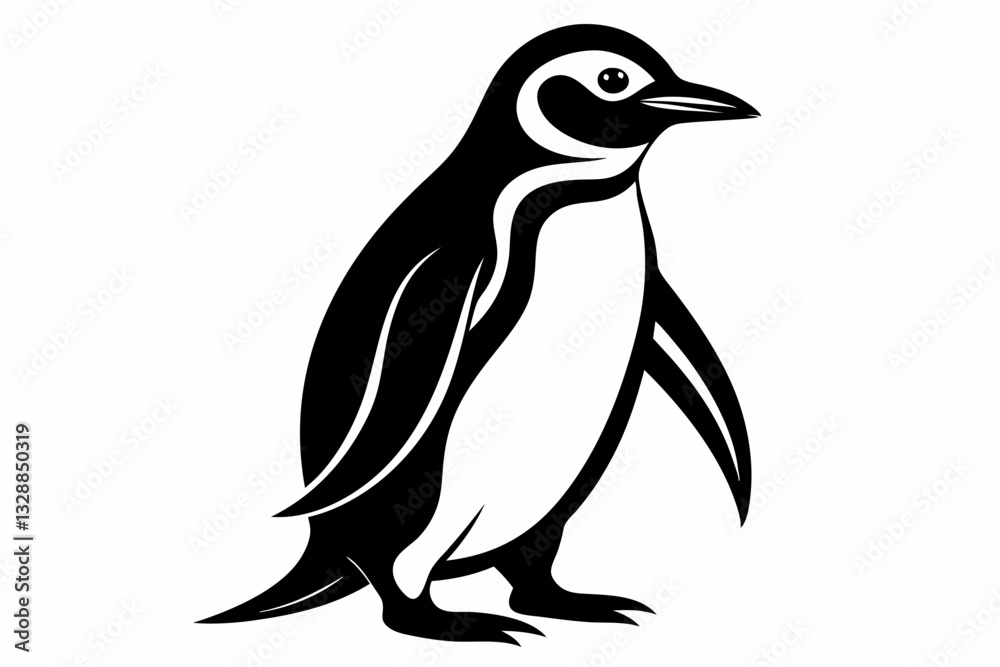 Obraz premium penguin line art silhouette vector illustration