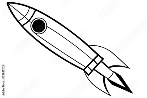 rocket line art silhouette vector illustration