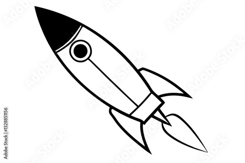 rocket line art silhouette vector illustration