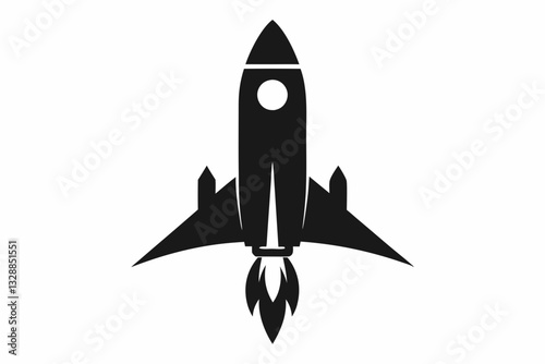 rocket line art silhouette vector illustration