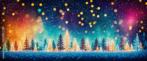 vibrant winter forest with ...