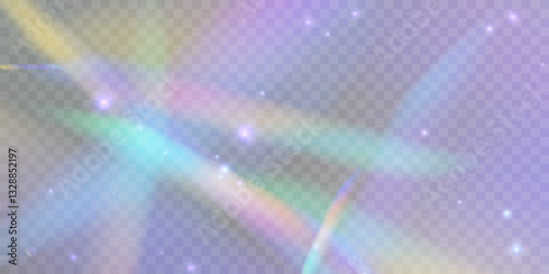 Refraction of sun glare. Abstract effect with glare of light distortion. Reflected light prism effect.