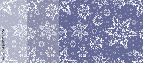 Set seamless backgrounds with snowflakes.