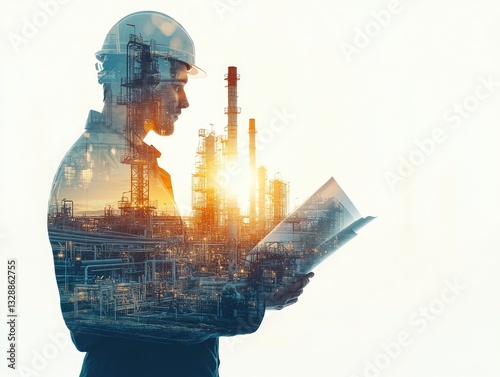 Industrial Worker Examining Blueprint
