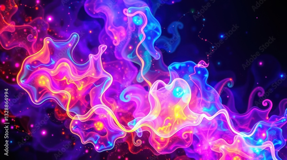 Fototapeta premium Abstract Glowing Plasma Design with Colorful Swirls and Particles