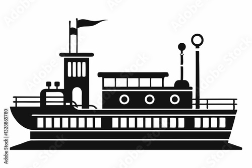 electric steamer line art silhouette vector illustration