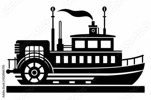 electric steamer line art silhouette vector illustration