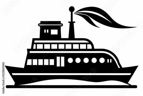 electric steamer line art silhouette vector illustration