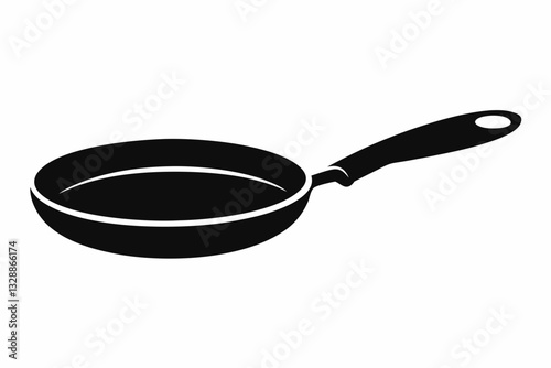 frying pan line art silhouette vector illustration