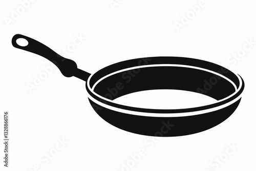 frying pan line art silhouette vector illustration