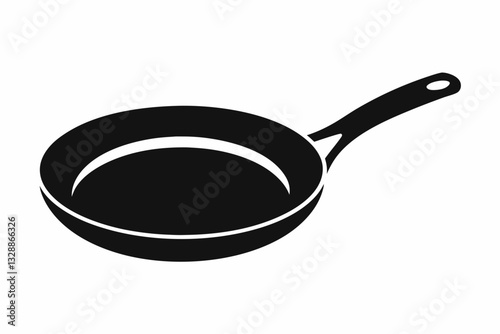 frying pan line art silhouette vector illustration
