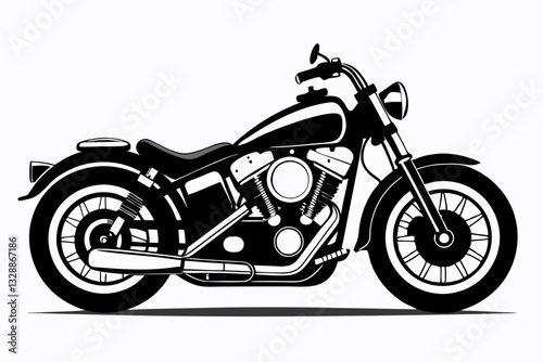 harley davidson bike line art silhouette vector illustration