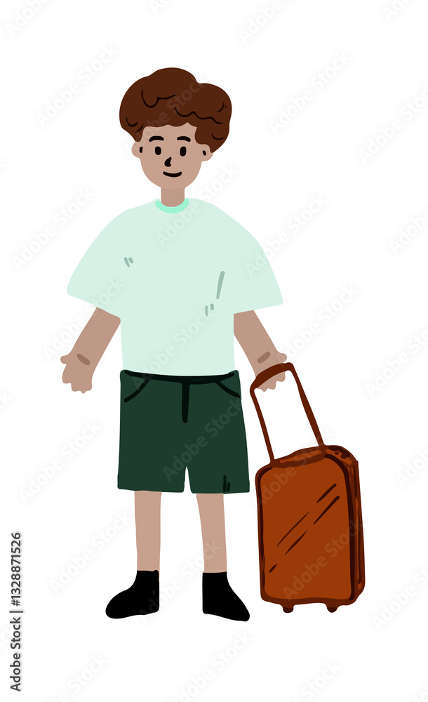 Hand drawn student kid illustration back to school book and bags Hand drawn student kid illustration back to school book and bags