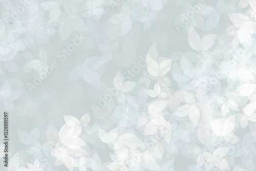 Abstract leaf bokeh soft artistic nature inspired background illustration, white and blue elegant foliage wallpaper design