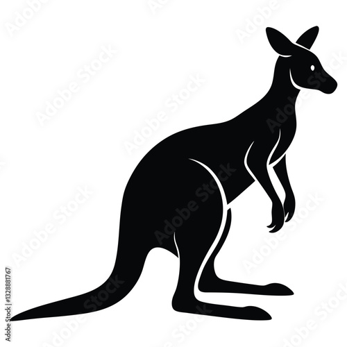 Australian Kangaroo Silhouette isolated on white background