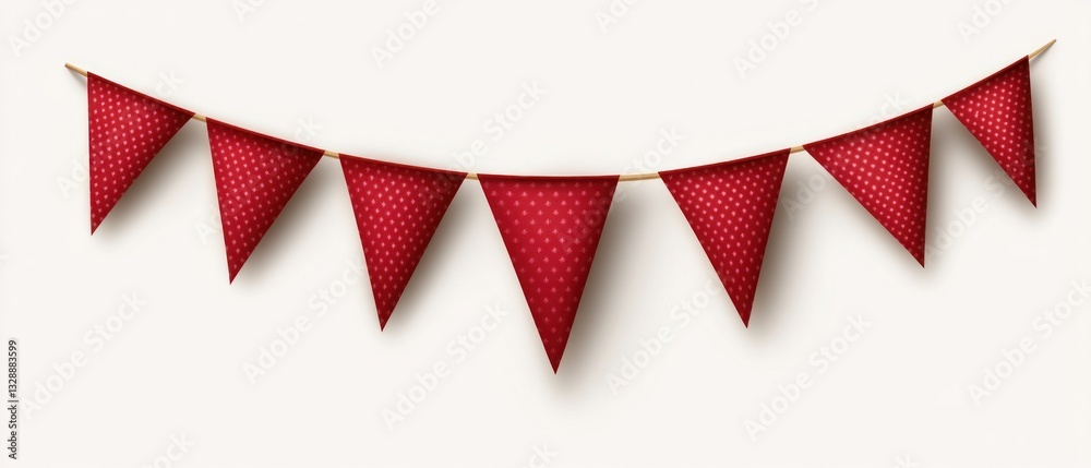 Obraz premium A garland of red pennant flags hangs with patterned designs
