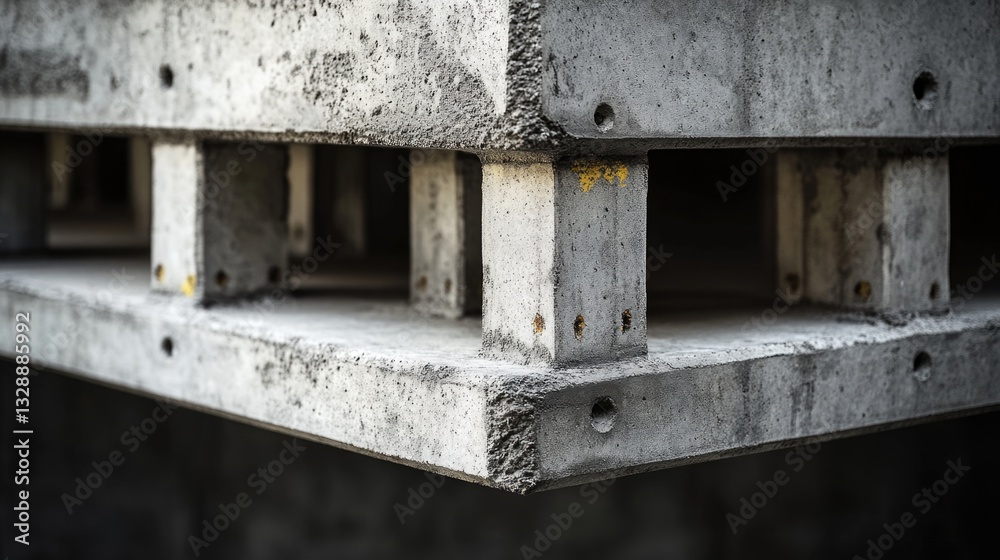 A detailed view of a concrete structure, ideal for architectural or construction uses A detailed view of a concrete structure, ideal for architectural or construction uses