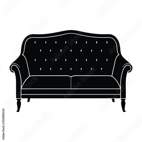 Black leather sofa isolated on white background