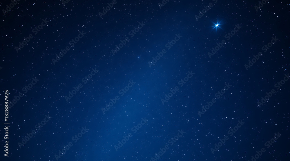 Obraz premium blue night sky milky way and star on dark background with noise and grain, Created with generative AI.