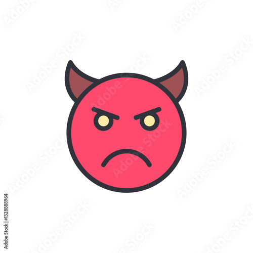 Angry devil colored icons, minimalist vector illustration ,simple transparent graphic element .Isolated on white background