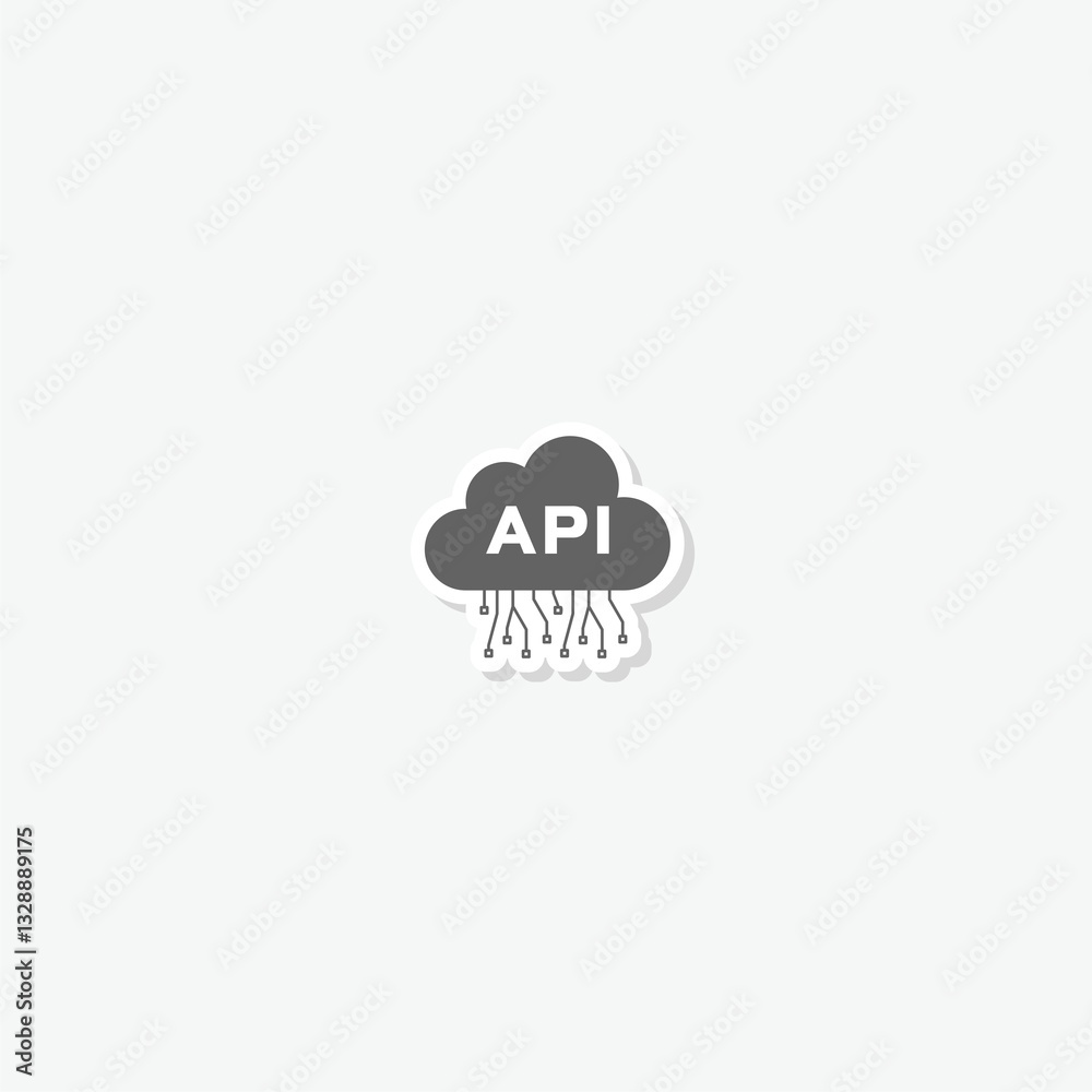 API cloud integration icon sticker isolated on gray background API cloud integration icon sticker isolated on gray background