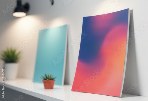 Mockup of a vibrant gradient poster leaning against a wall