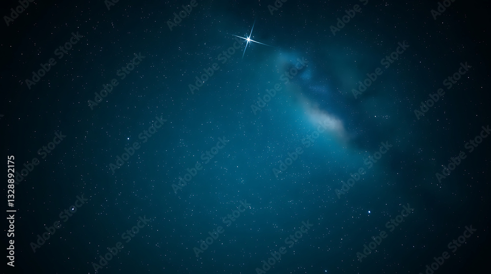 Fototapeta premium blue night sky milky way and star on dark background with noise and grain, Created with generative AI.