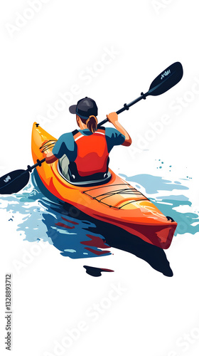 Dynamic Kayaker Riding the Waves – Vector Illustration