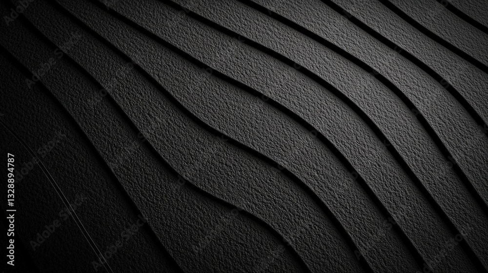 Fototapeta premium A close-up image showcasing textured, wavy black surfaces, possibly representing rubber or material with intricate patterns.