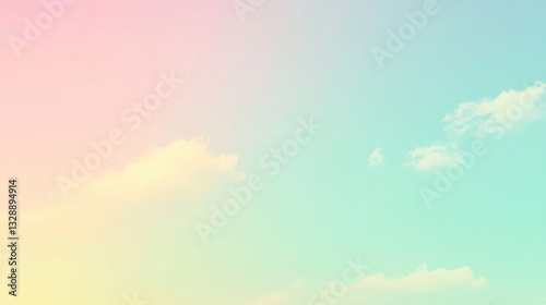 Fototapeta Naklejka Na Ścianę i Meble -  Soft pastel gradient sky with clouds creating serene atmosphere