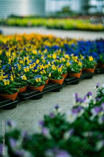 Obraz na płótnie pansies - flowers in the spring garden planting - care and ideal conditions w salonie