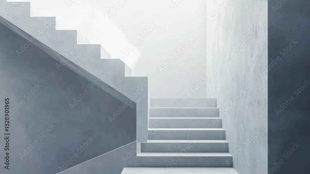 Modern minimalist interior staircase design with bright light. Modern minimalist interior staircase design with bright light.