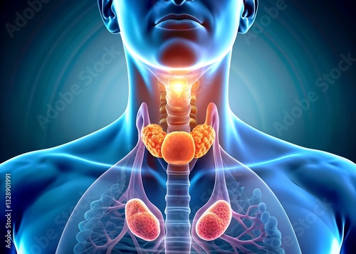 Hyperthyroidism Illustration - Overactive Thyroid and Endocrine Disorder Concept